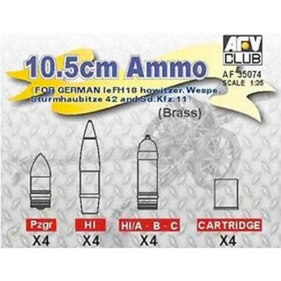 AFV Club 10.5 cm Ammo for German Le FH18 Howitzer (1/35) AF35074 AFV Club 10.5 cm Ammo for German Le FH18 Howitzer (1/35) AF35074