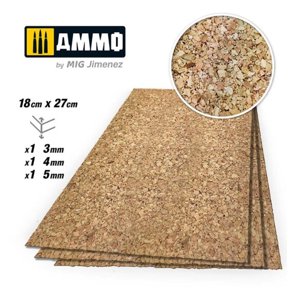 3mm, 4mm & 5mm Create Cork Thick Grain Mix A.MIG-8846 Ammo