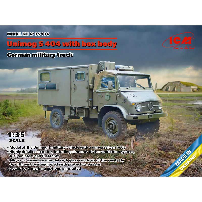 1/35 Unimog S 404 w/ Box Body, German Military Truck 35136 ICM