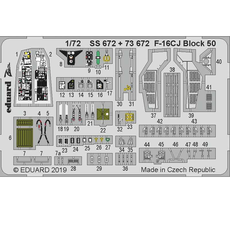 Eduard Lockheed-Martin F-16CJ Block 50 Detail Set for Tamiya Kit SS672 (1/72) EDSS672