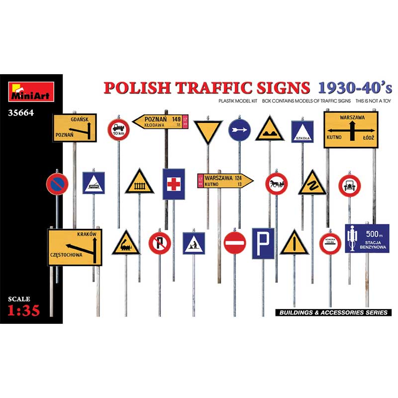 Miniart Traffic Signs Polish 1930s - 40s (1/35) 35664