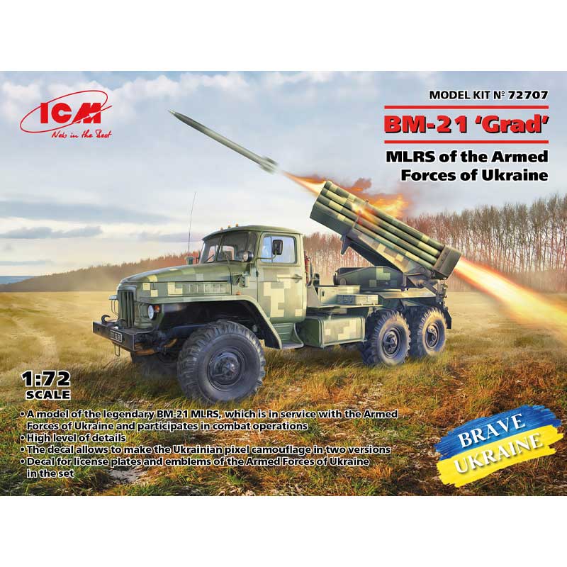 1/72 BM-21 'Grad', MLRS of the Armed Forces of Ukraine 72707 ICM