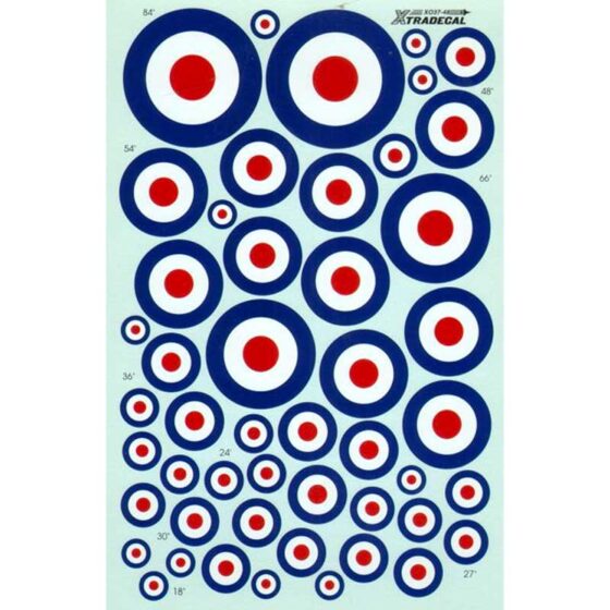 1/48 RAF Post War D Type Roundels X48037 Xtradecal 1/48 RAF Post War D Type Roundels X48037 Xtradecal