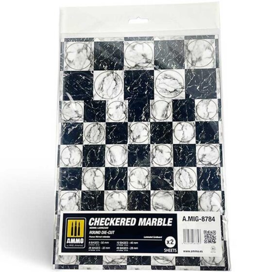 2x Checkered Marble. Round For Bases For Wargames Ammo A.MIG-8784