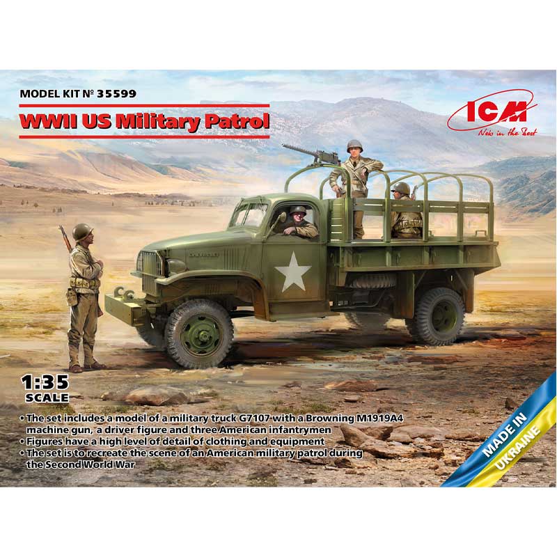 ICM 35599 1/35 G7107 & MG M1919A4 WWII US Military Patrol