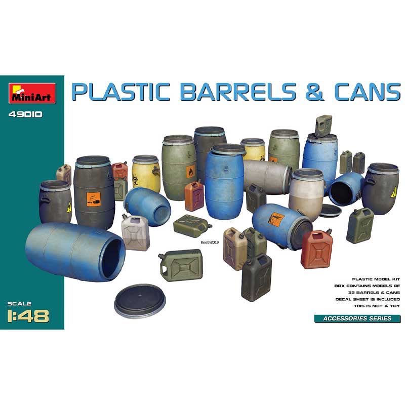 Miniart 49010 1/48 Plastic Barrels & Cans