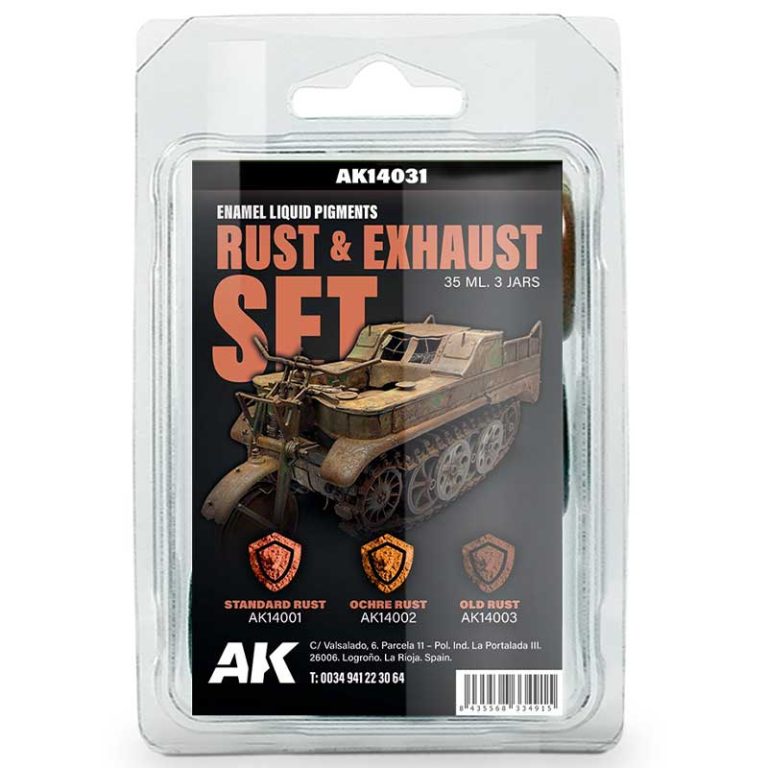 Our Rust & Exhaust Set Liquid Pigment AK14031 AK Interactive Scale