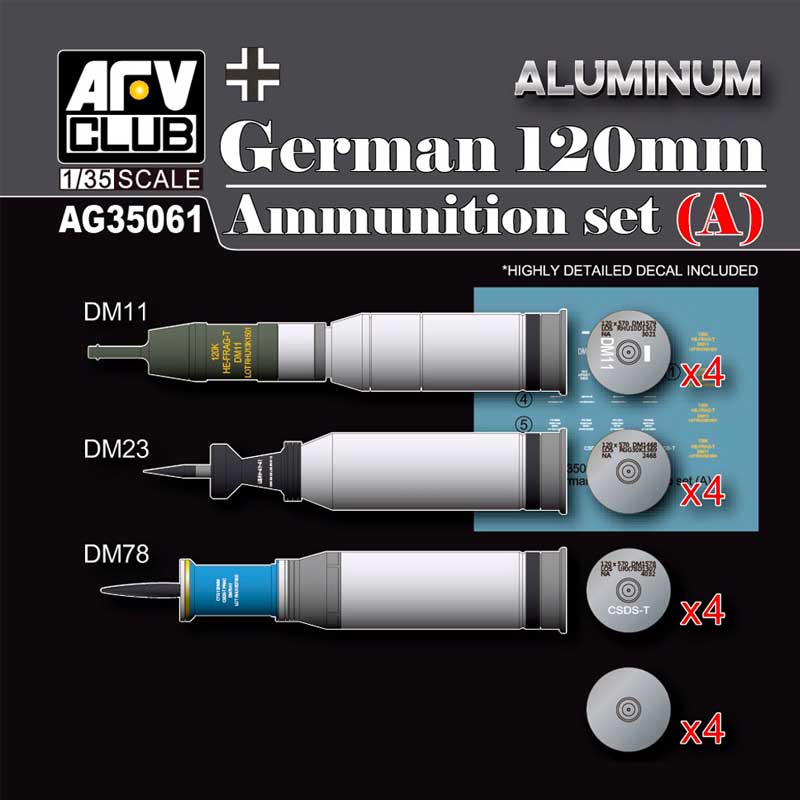 AFV Club AG35061 1/35 Modern German 120mm Tank Ammunition Set A (aluminium)