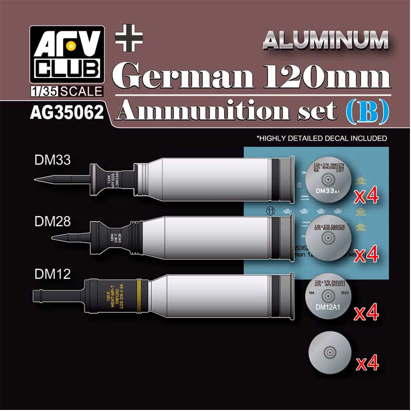 AFV Club AG35062 1/35 Modern German 120mm Tank Ammunition Set B (aluminium)