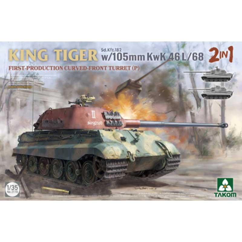 Takom 02178 1/35 German Heavy Tank SdKfz 182 King Tiger (P) w/ 105mm KwK 46L/68 2 in 1