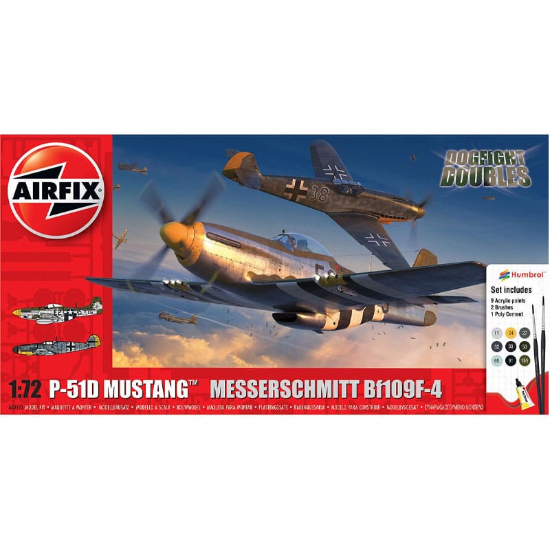Airfix P-51D Mustang vs Bf109F-4 Dogfight Double (1/72) A50193