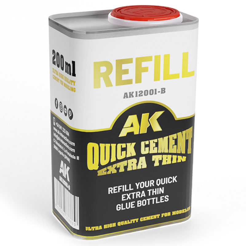 AK Interactive AK12001-B 200ml Refill Quick Cement Extra