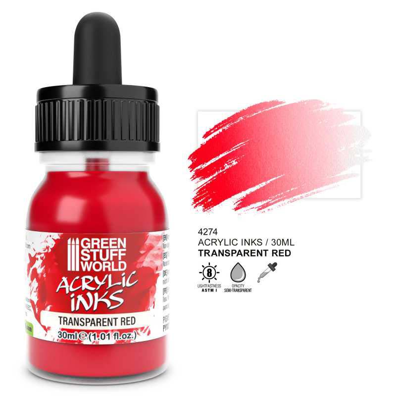 GreenStuffWorld 4274 Transparent Acrylic Ink - Red