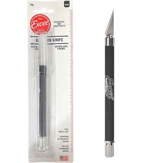 K18 Grip-On Knife with Safety Cap (#11 Blade) Black 16020 Excel K18 Grip-On Knife with Safety Cap (#11 Blade) Black 16020 Excel