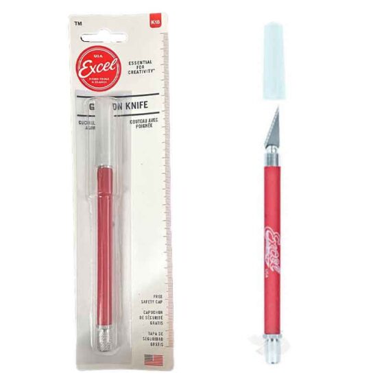 K18 Grip-On Knife with Safety Cap (#11 Blade) Red 16024 Excel K18 Grip-On Knife with Safety Cap (#11 Blade) Red 16024 Excel