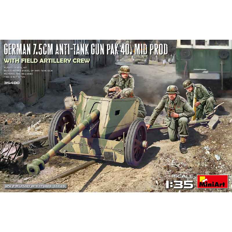 Miniart 35400 1/35 German 7.5cm PaK 40 Mid w/ Artillery Crew