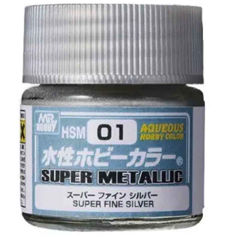 Mr Hobby HSM-01 10ml Aqueous Hobby Super Metallic Color - Superfine Silver