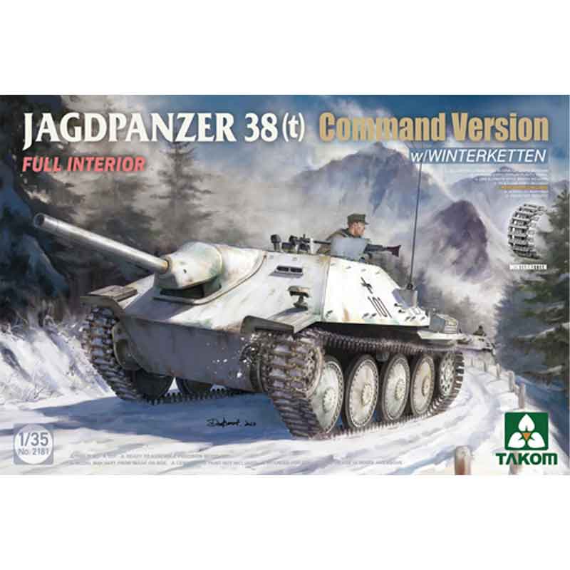 Takom 02181 1/35 German WWII Jagdpanzer 38(t) Command Version w/ Winterketten & Interior