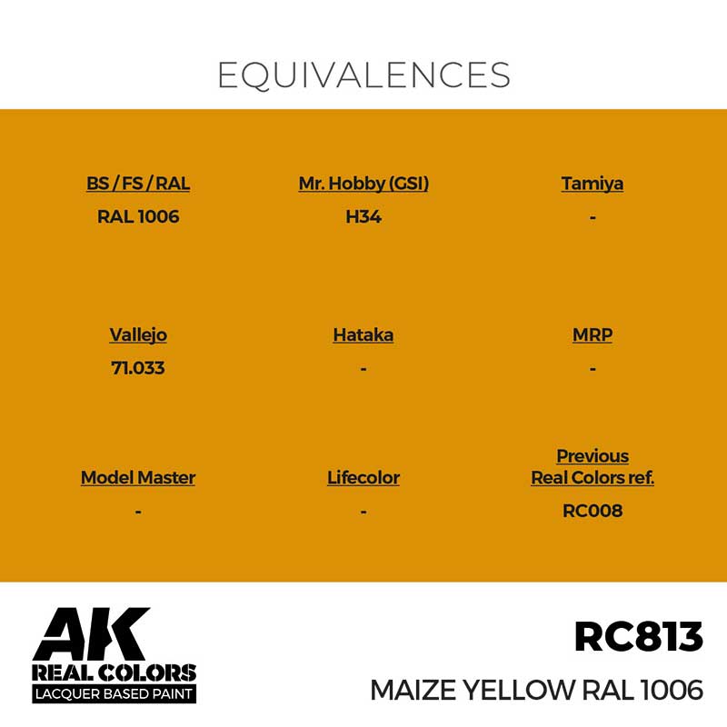 AK Interactive RC813 17ml Maize Yellow RAL 1006 Real Color