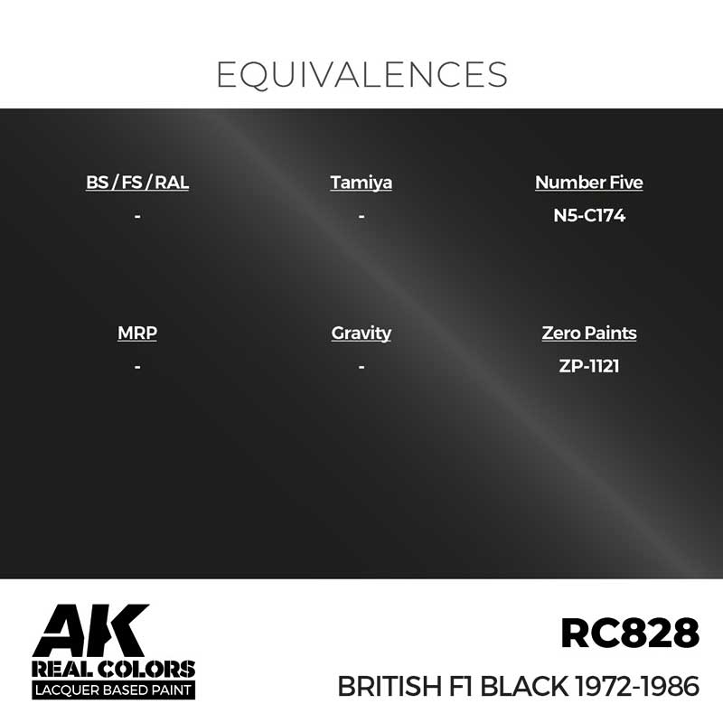 AK Interactive RC828 17ml British F1 Black 1972-1986 Real Color