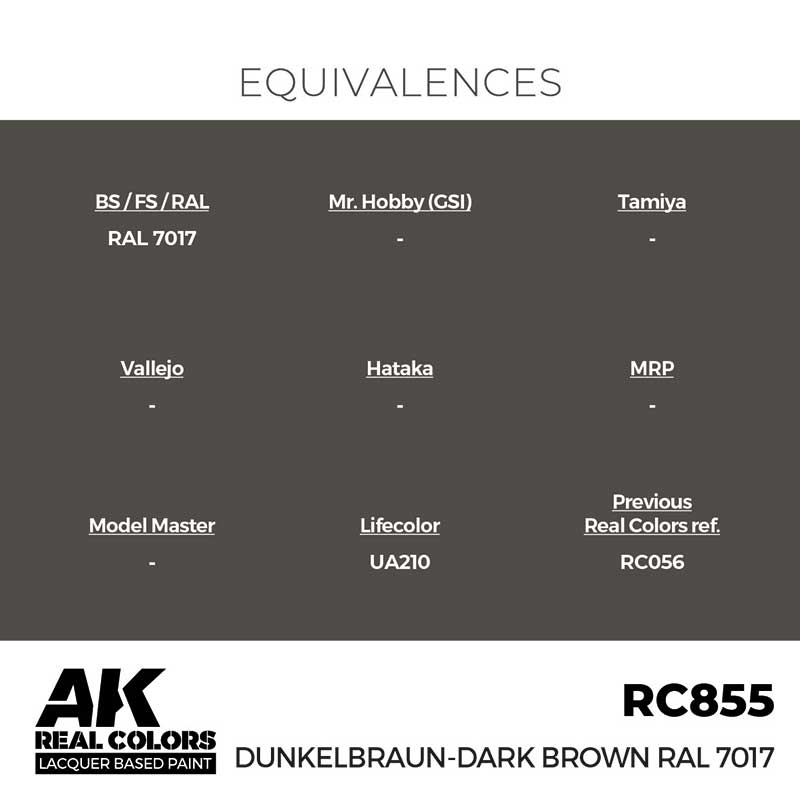 AK Interactive RC855 17ml Dunkelbraun-Dark Brown RAL 7017 Real Color