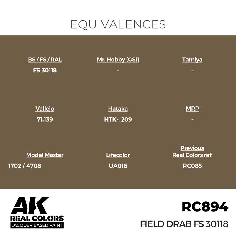 AK Interactive RC894 17ml Field Drab FS 30118 Real Color