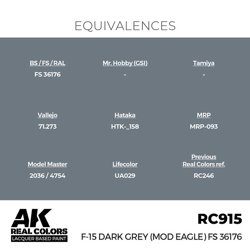 AK Interactive RC915 17ml F-15 Dark Grey (MOD EAGLE) FS 36176 Real Col