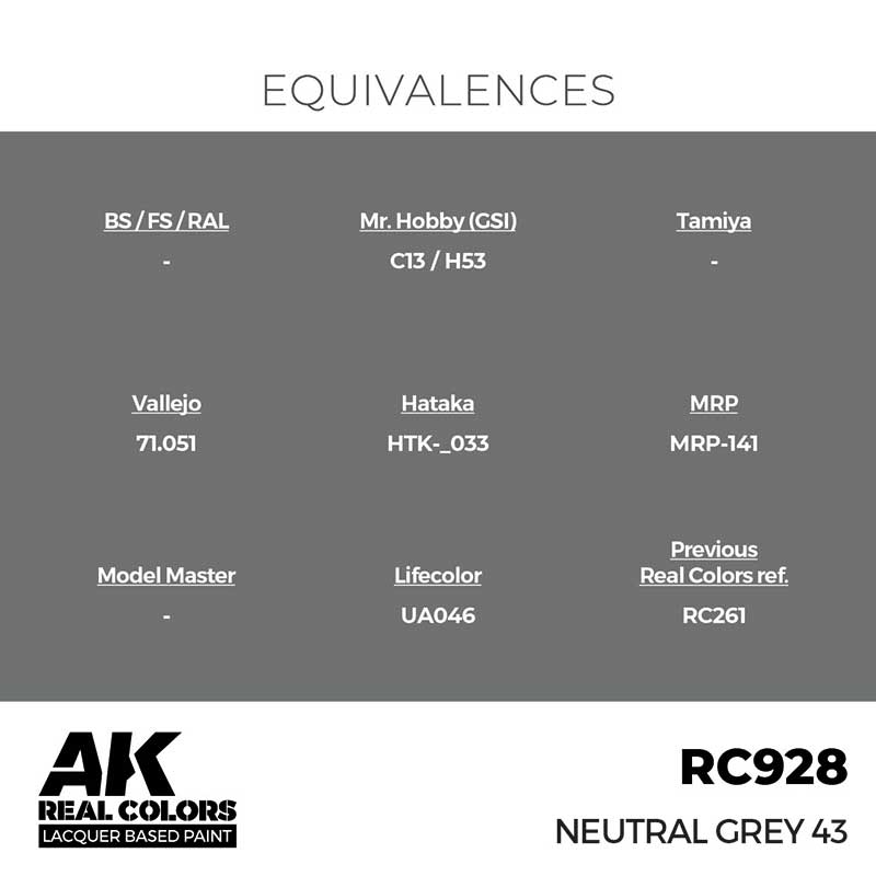 AK Interactive RC928 17ml Neutral Grey 43 Real Color