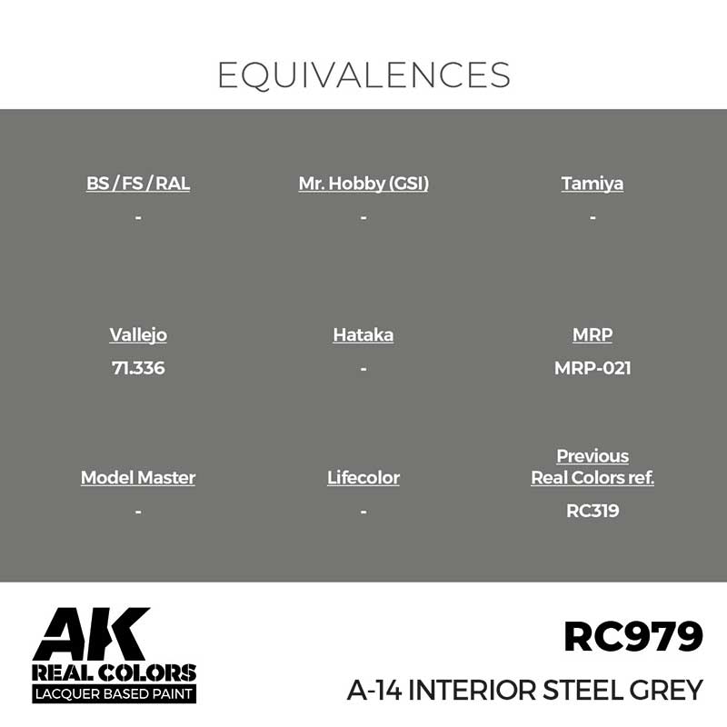 AK Interactive Real Color - A-14 Interior Steel Grey (17ml) RC979