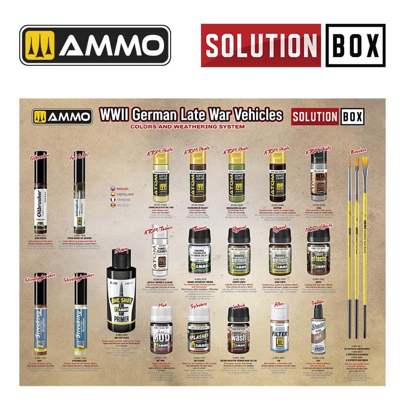 SOLUTION BOX 23 – WWII German Late War Vehicles. Colors and Weathering System A.MIG-7729 Ammo - Image 13