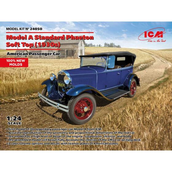 1/24 Model A Standard Phaeton Soft Top (1930s) ICM 24050 1/24 Model A Standard Phaeton Soft Top (1930s) ICM 24050