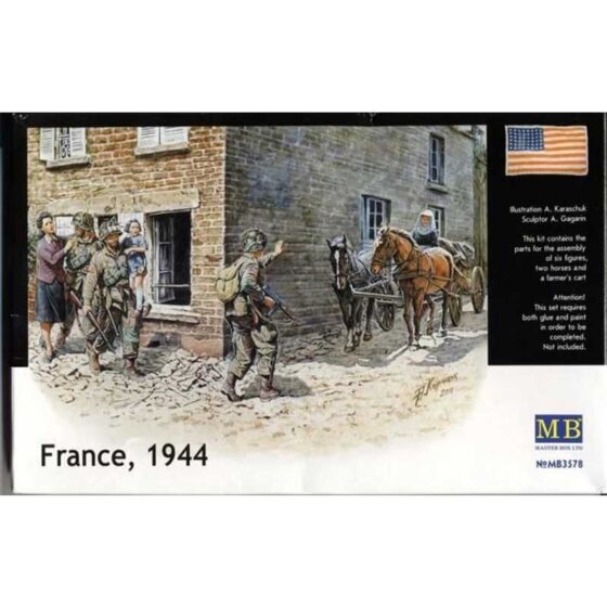 Master Box France,1944 6 Figures Set & Horsecart (1/35) MB-3578