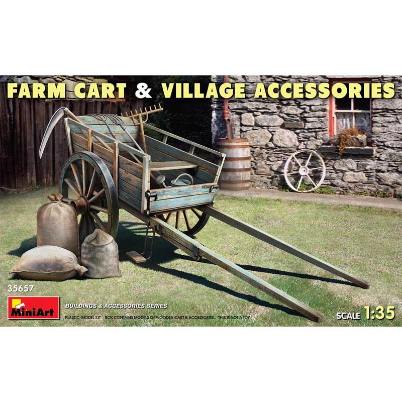 Miniart Farm Cart with Village Accessories (1/35) 35657