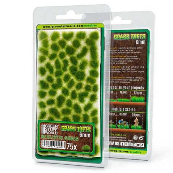 Green Stuff World - Static Grass Tufts Realistic Green (6mm)