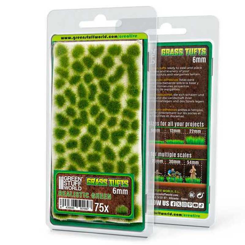 Green Stuff World - Static Grass Tufts Realistic Green (6mm)