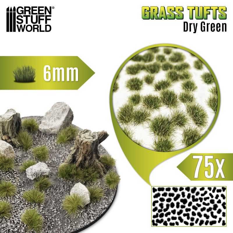 Green Stuff World - Static Grass Tufts Dry Green (6mm)