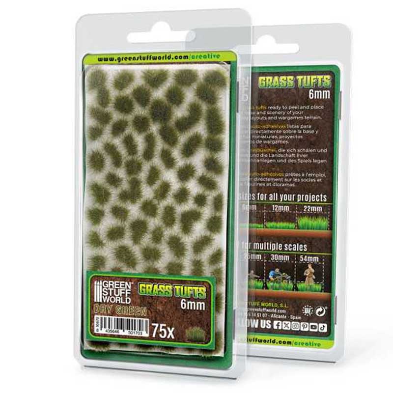 Green Stuff World - Static Grass Tufts Dry Green (6mm)