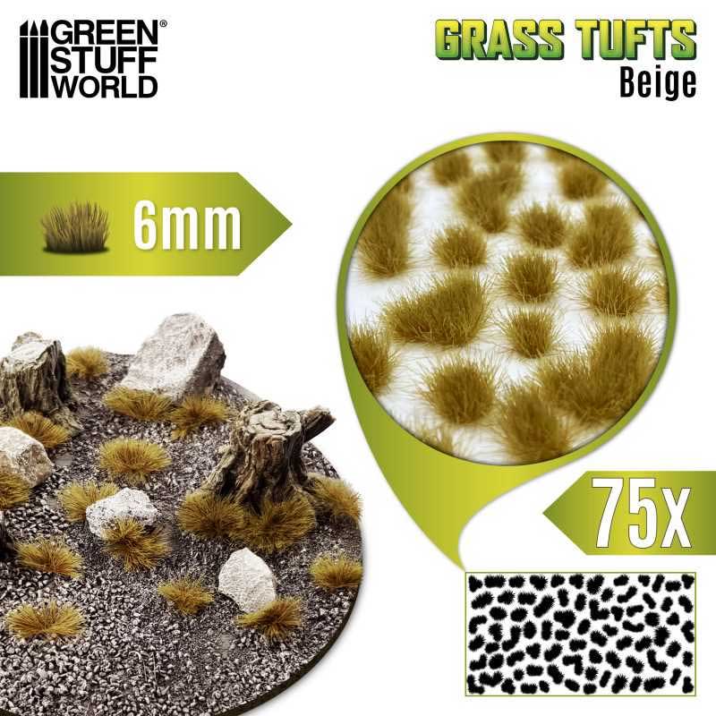 Green Stuff World - Static Grass Tufts Beige (6mm)