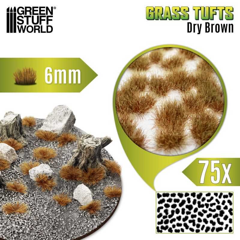 Green Stuff World - Static Grass Tufts Dry Brown (6mm)