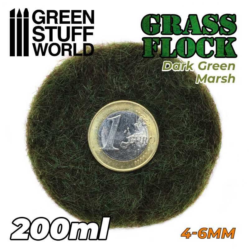 Green Stuff World - Static Grass Flock Dark Green Marsh (4-6mm) (200ml)