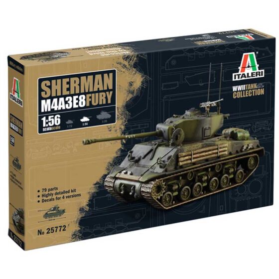 Italeri M4A3E8 Sherman Fury (1/56) W25772