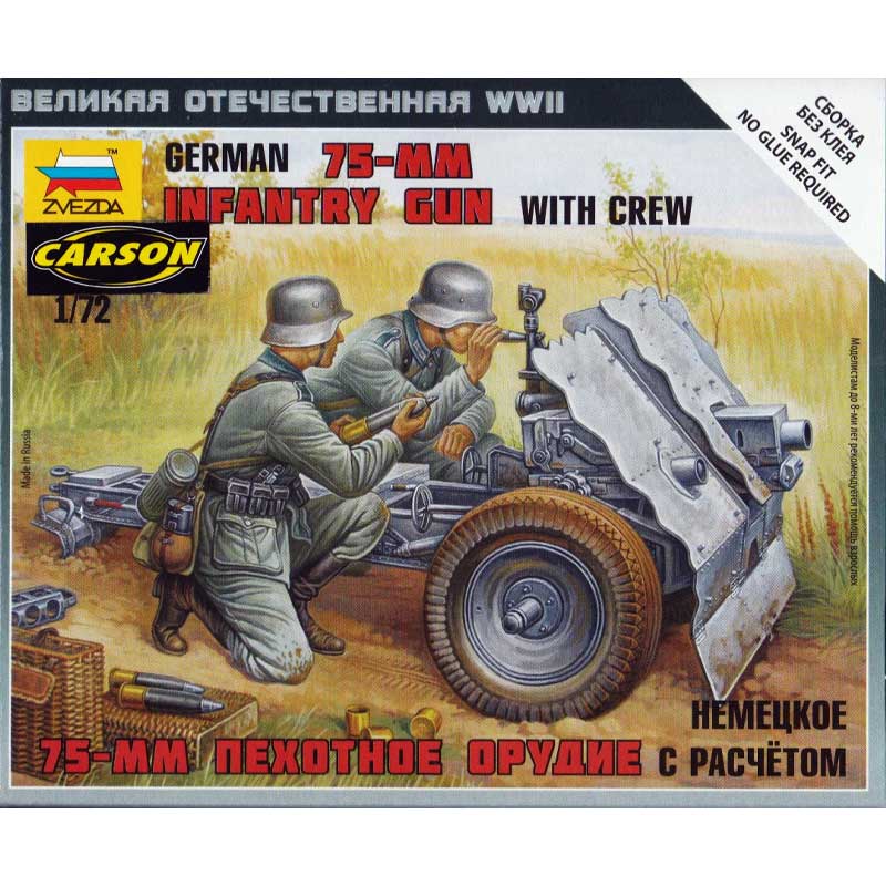 Zvezda Wwii German 75Mm Gun With Crew (1/72) 6156