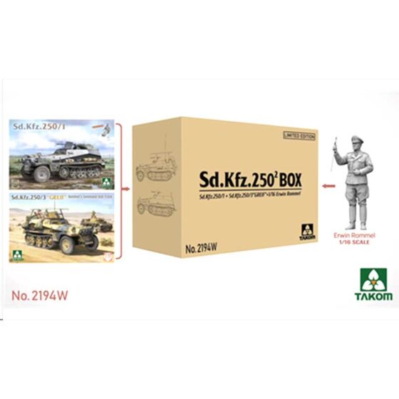 Takom Sd.Kfz. 250 BIG BOX 2 kits & 1:16 Rommel figure 0 (1/35) 2194W Takom Sd.Kfz. 250 BIG BOX 2 kits & 1:16 Rommel figure 0 (1/35) 2194W