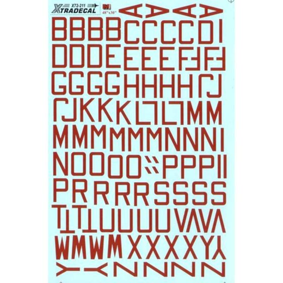 1/72 RAF WWII Dull Red Bomber Code Letters X72211 Xtradecal 1/72 RAF WWII Dull Red Bomber Code Letters X72211 Xtradecal