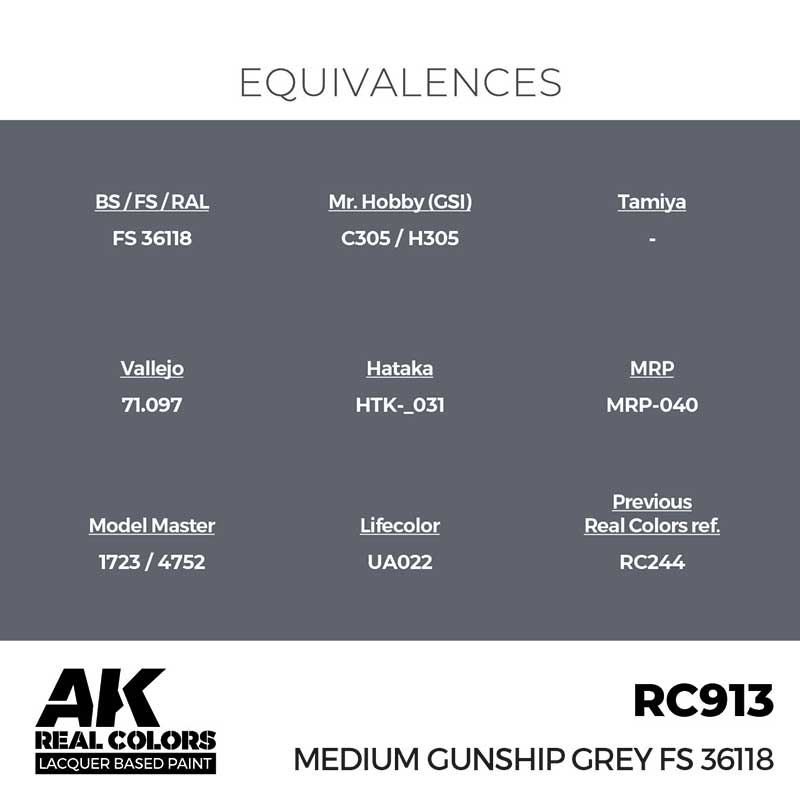 AK Interactive Real Color - Medium Gunship Grey FS 36118 (17ml) RC913
