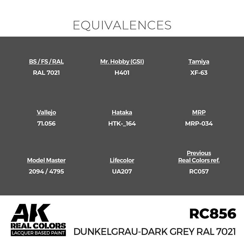 AK Interactive Real Color - Dunkelgrau-Dark Grey RAL 7021 (17ml) RC856