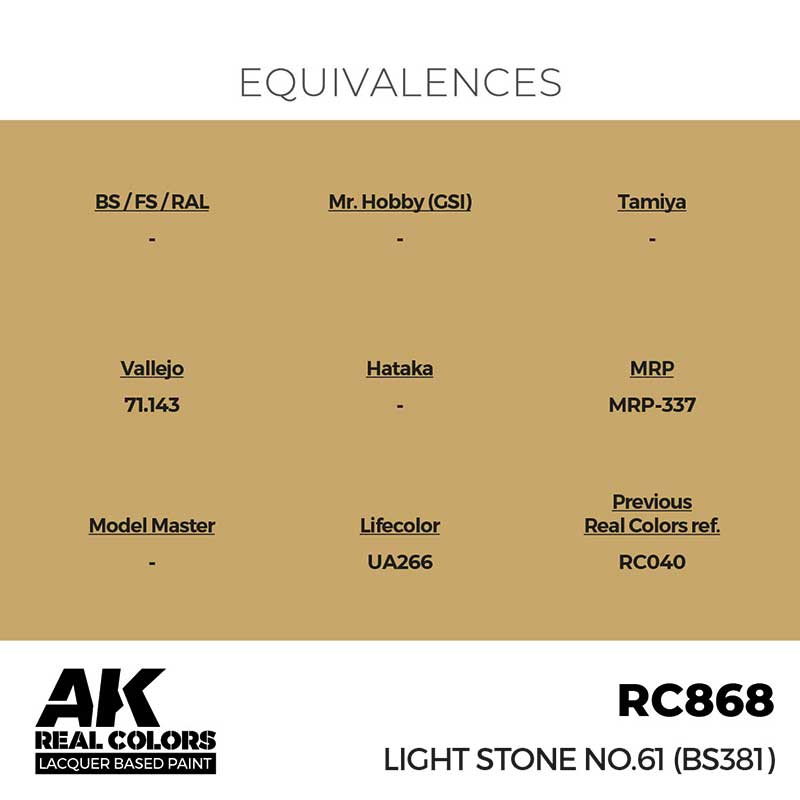 AK Interactive Real Color - Light Stone No.61 (BS381) (17ml) RC868