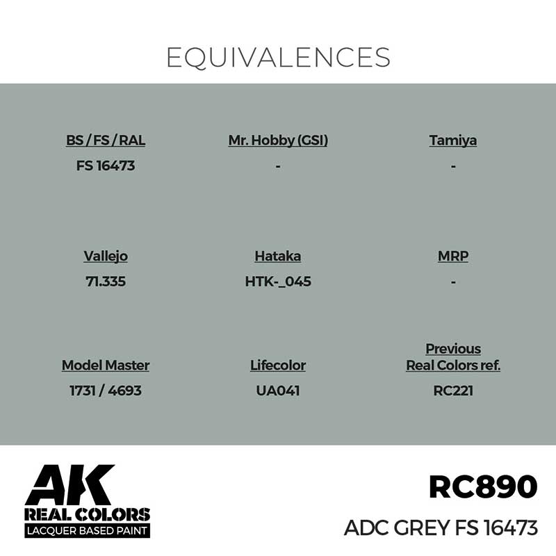 AK Interactive Real Color - ADC Grey FS 16473 (17ml) RC890