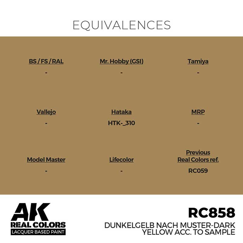 AK Interactive Real Color - Dunkelgelb Nach Muster-Dark Yellow acc. to Sample (17ml) RC858