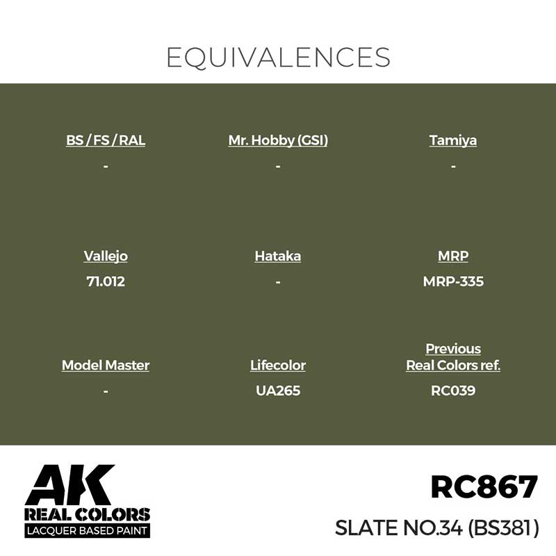 AK Interactive Real Color - Slate No.34 (BS381) (17ml) RC867